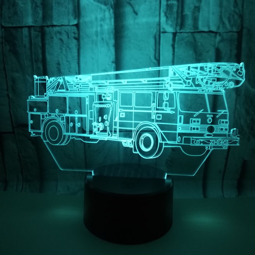 Main product image of Fire Engine Themed 3D LED Color-Changing Touch Lamp