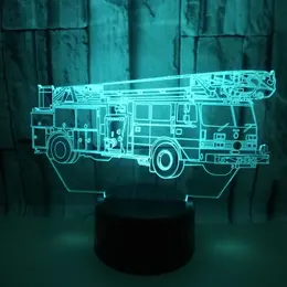 Product image of Fire Engine Themed 3D LED Color-Changing Touch Lamp