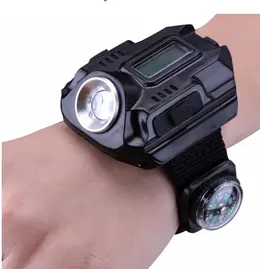 Product image of LED Watch Flashlight with USB Charging, 4 Light Modes, Time Display, and Compass