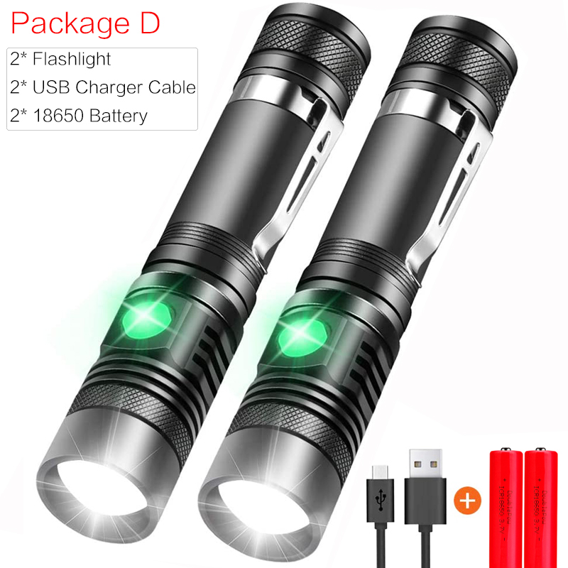 Main product image of WT518 T6 LED Flashlight, Black, 3-Mode, Zoomable, with Clip