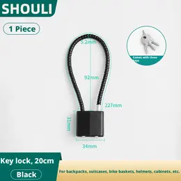 Product image of 20cm Black Cable Lock with 3 Keys for Industrial Applications