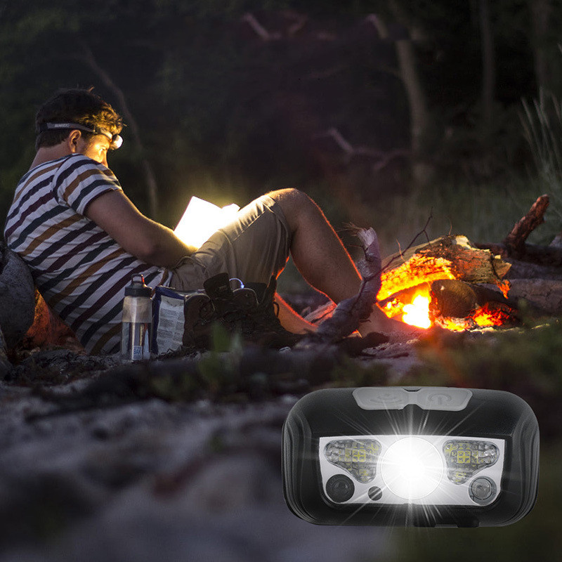 Main product image of USB Rechargeable LED Sensor Headlamp with Red Running Light