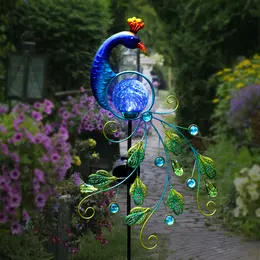 Product image of Metal Peacock Solar-Powered Outdoor Garden Lamp