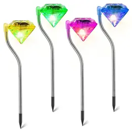 Product image of 4-Pack Diamond-Shaped Solar Garden Lights, Outdoor, IP65 Waterproof