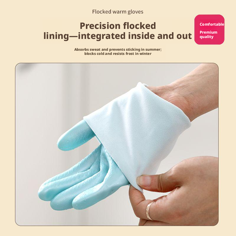 Main product image of PVC Flocked Anti-Slip Gloves, Blue, Large