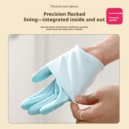 Product image of PVC Flocked Anti-Slip Gloves, Blue, Large