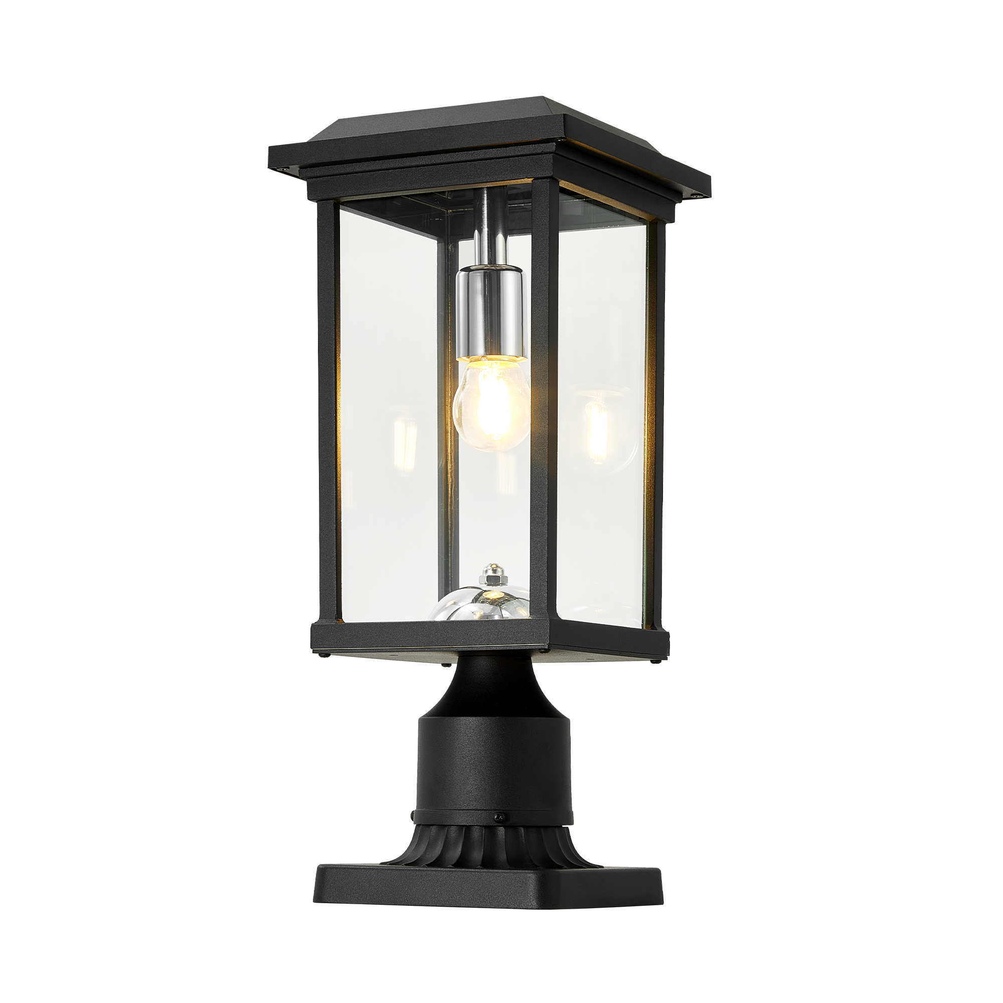 Main product image of Outdoor Post Lights, Pier Mount Base, Hardwired, Dusk to Dawn, Black Aluminum