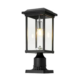 Product image of Outdoor Post Lights, Pier Mount Base, Hardwired, Dusk to Dawn, Black Aluminum