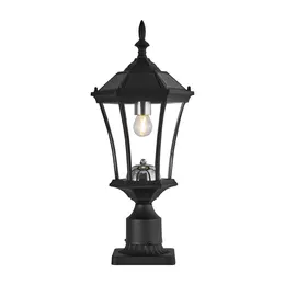 Product image of Black Solar Post Light Fixture, Dusk to Dawn, Pier Mount Base, Waterproof, 1-Pack