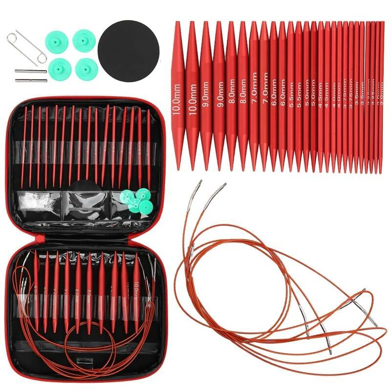 Main product image of Interchangeable Circular Knitting Needles Set, 13 Sizes, Multiple Cable Lengths