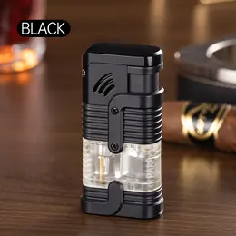 Product image of Black Triple-Flame Butane Torch Lighter, Rechargeable, Windproof