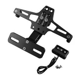Product image of Aluminium Motorcycle Number Plate Holder with Adjustable Angle, LED Light