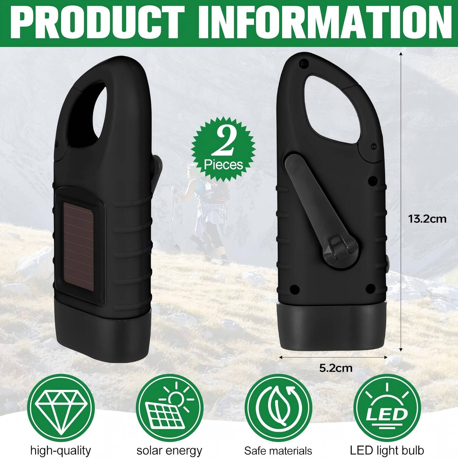 Main product image of 2-Pack Solar and Hand Crank Flashlight Set