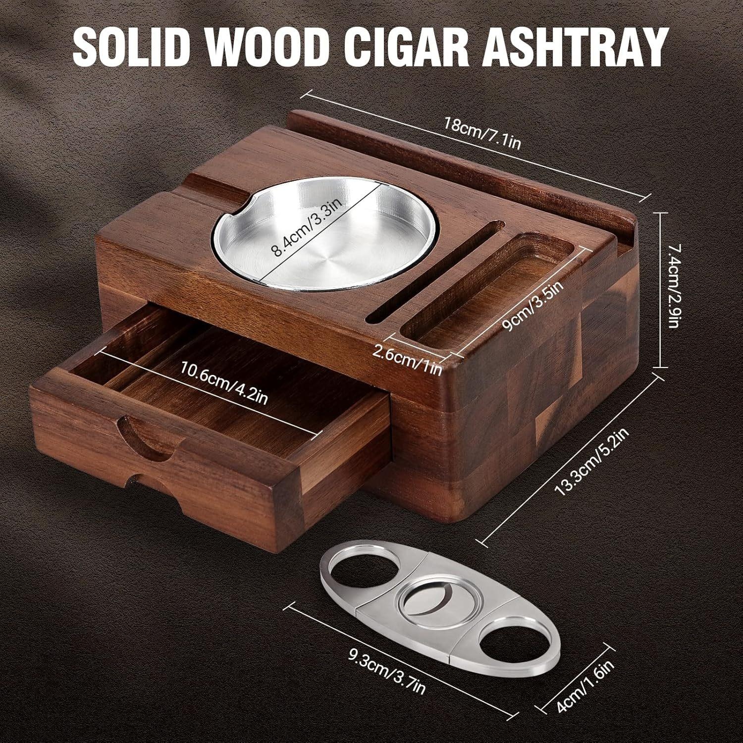 Main product image of Wooden Cigar Ashtray with Integrated Cutter