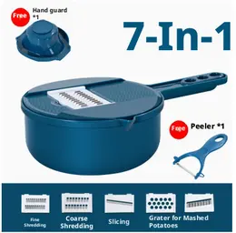 Product image of Seven-in-One Manual Vegetable Cutter, Blue, Model 1