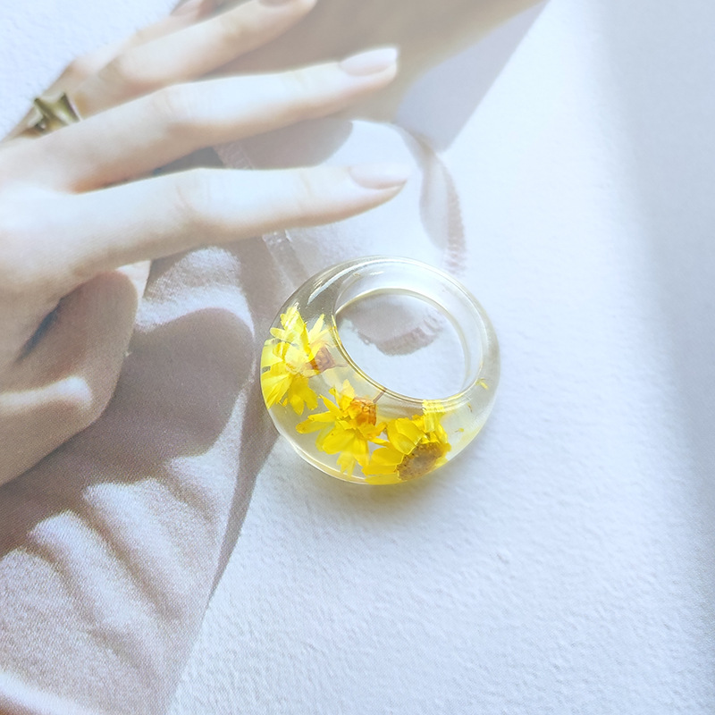 Main product image of Epoxy-R Acrylic Ring with Dried Leaf and Flower Inclusions