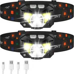 Product image of LED Rechargeable Headlamps, White/Red Light, 2-Pack, Waterproof, Motion Sensor
