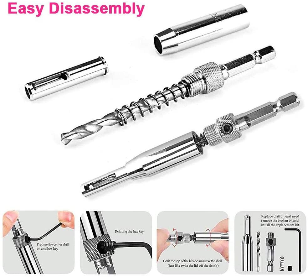Main product image of Woodworking Hinge Hole Opener Drill Bit Set, Hex Shank Positioning Bits
