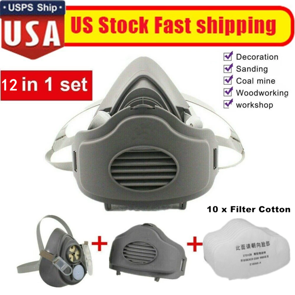 Main product image of Reusable Half Face Respirator Dust Mask for Woodworking, Painting, Welding