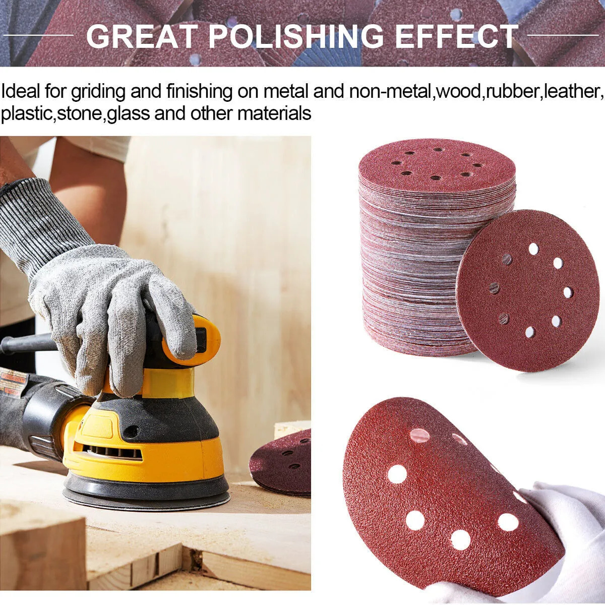 Main product image of 125mm 5-Pack Mixed Grit 8-Hole Orbital Sanding Discs