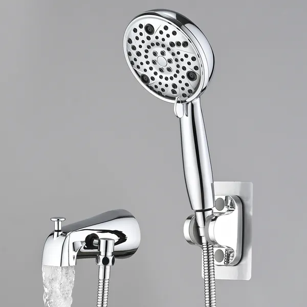 Main product image of 8-Setting High-Pressure Handheld Shower with Hose and Slip-On Diverter Tub Spout