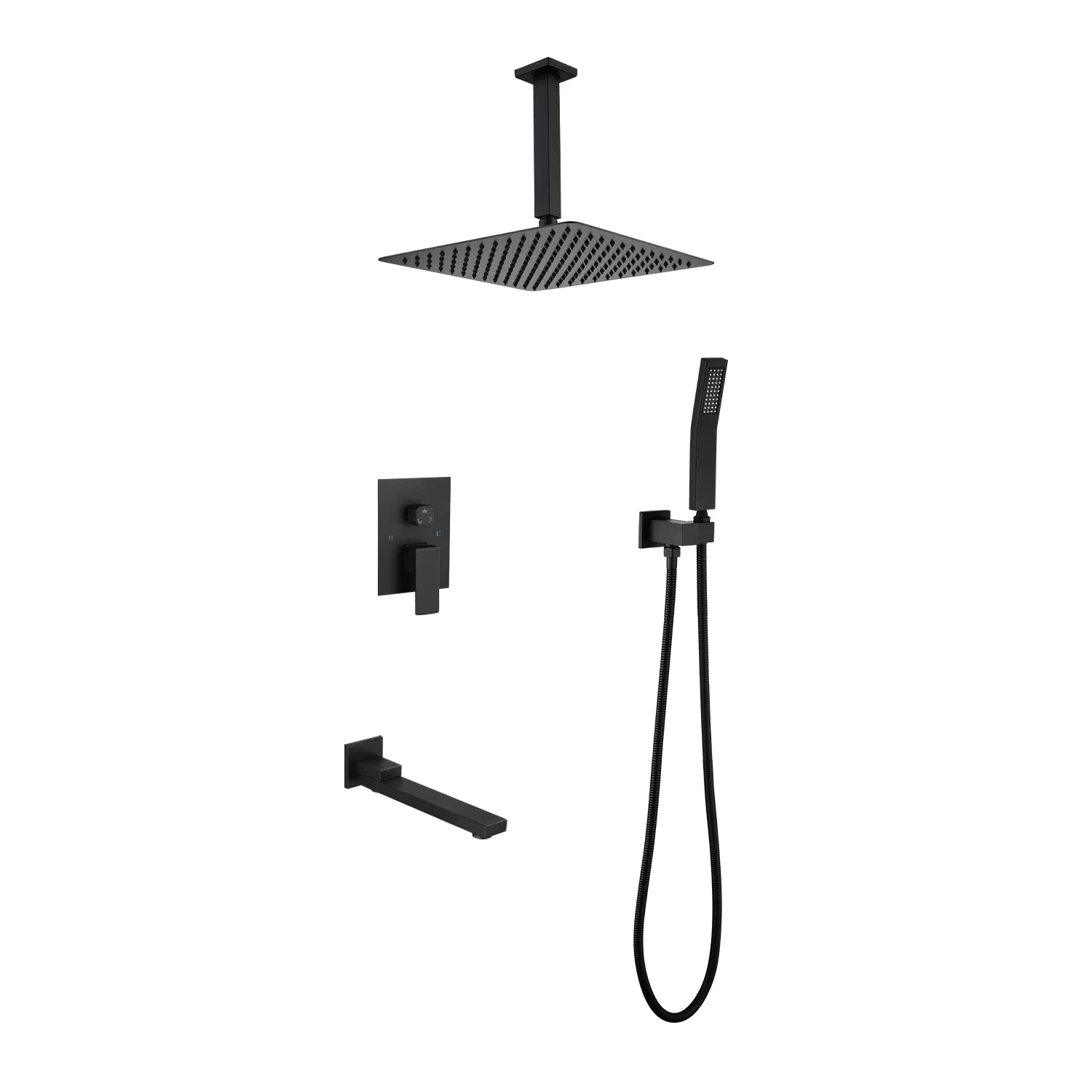 Main product image of 16 Inch Square Rain Shower System with Mixer Combo