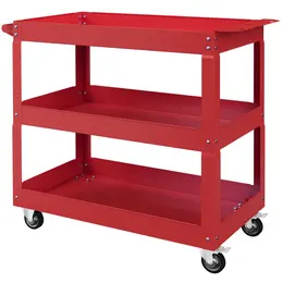 Product image of 3-Tier Rolling Tool Cart, 330 LBS Capacity, Red Mobile Utility Cart
