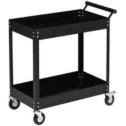 Product image of 2-Tier Rolling Steel Utility Cart, 330lbs Capacity, Black