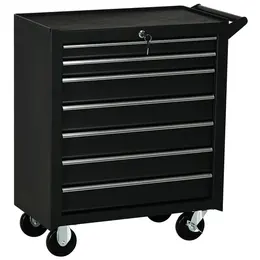 Product image of 7-Drawer Mobile Lockable Tool Chest with Handle, Black