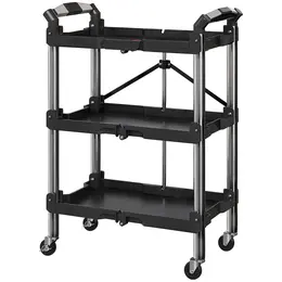 Product image of 3-Tier Collapsible Tool Cart, 150 lb Capacity, Black