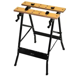Product image of Adjustable MDF Work Bench, Foldable Saw Table, Steel Frame, 220lbs