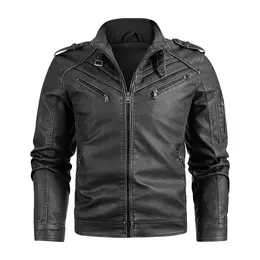 Product image of Men's Black PU Leather Biker Jacket, Motorcycle Style