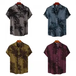 Product image of Men's Floral Print Short-Sleeve Lapel Shirt, Loose Fit