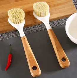 Product image of Beech Handle Pot Washing Brush, 25cm, Nylon Bristles