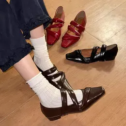Product image of Women's Soft Leather Square Toe Block Heel Mary Jane Shoes