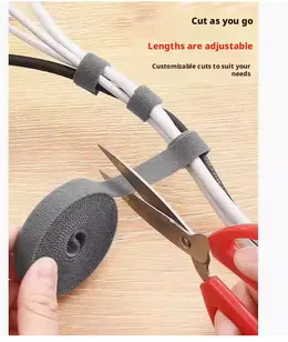 Product image of Hook and Loop Cable Tie Roll, Gray, 1 Meter