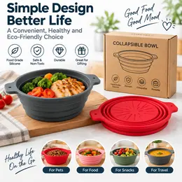 Product image of Collapsible Silicone Food Bowl, Foldable Container