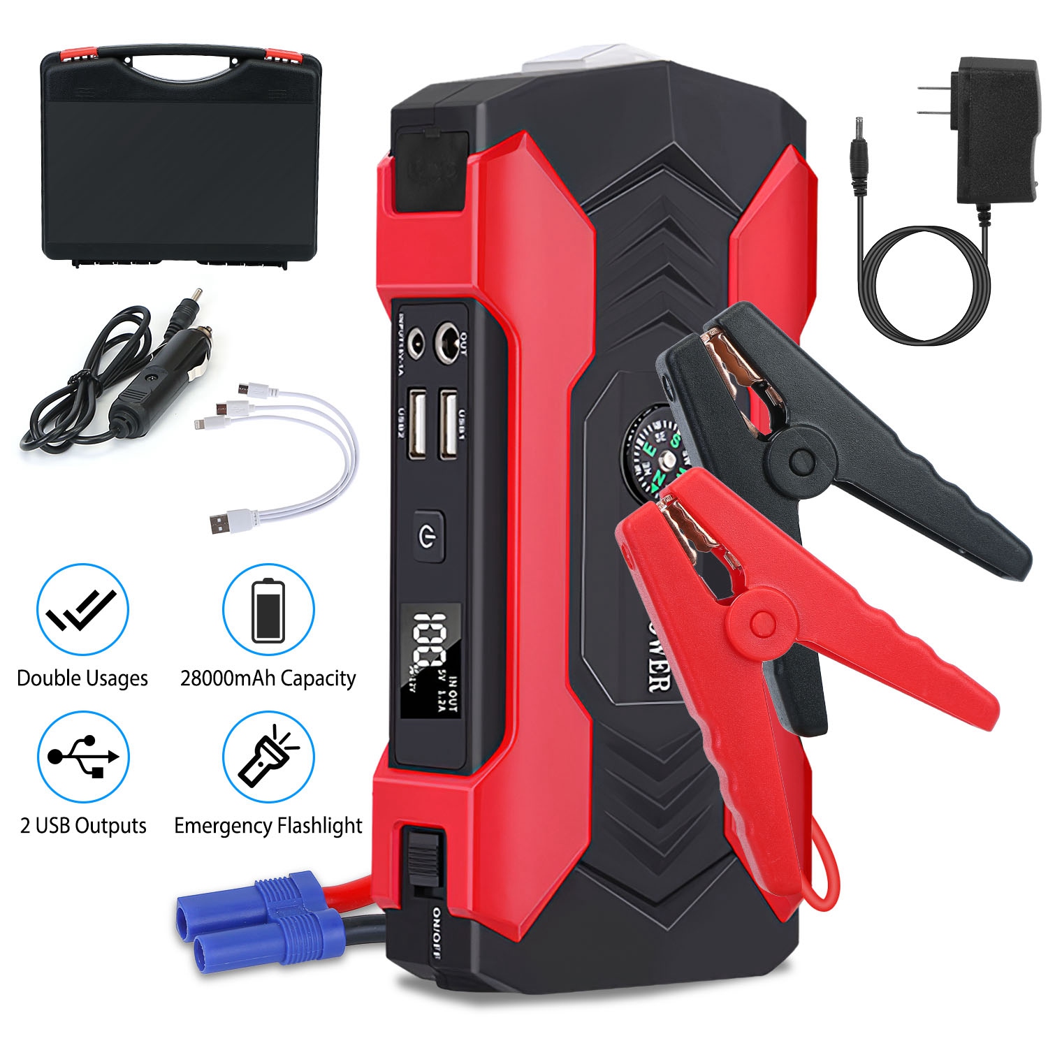 Main product image of 12V Jump Starter, 800A Peak, 28000mAh, 6.0L Gas / 3.0L Diesel Engine