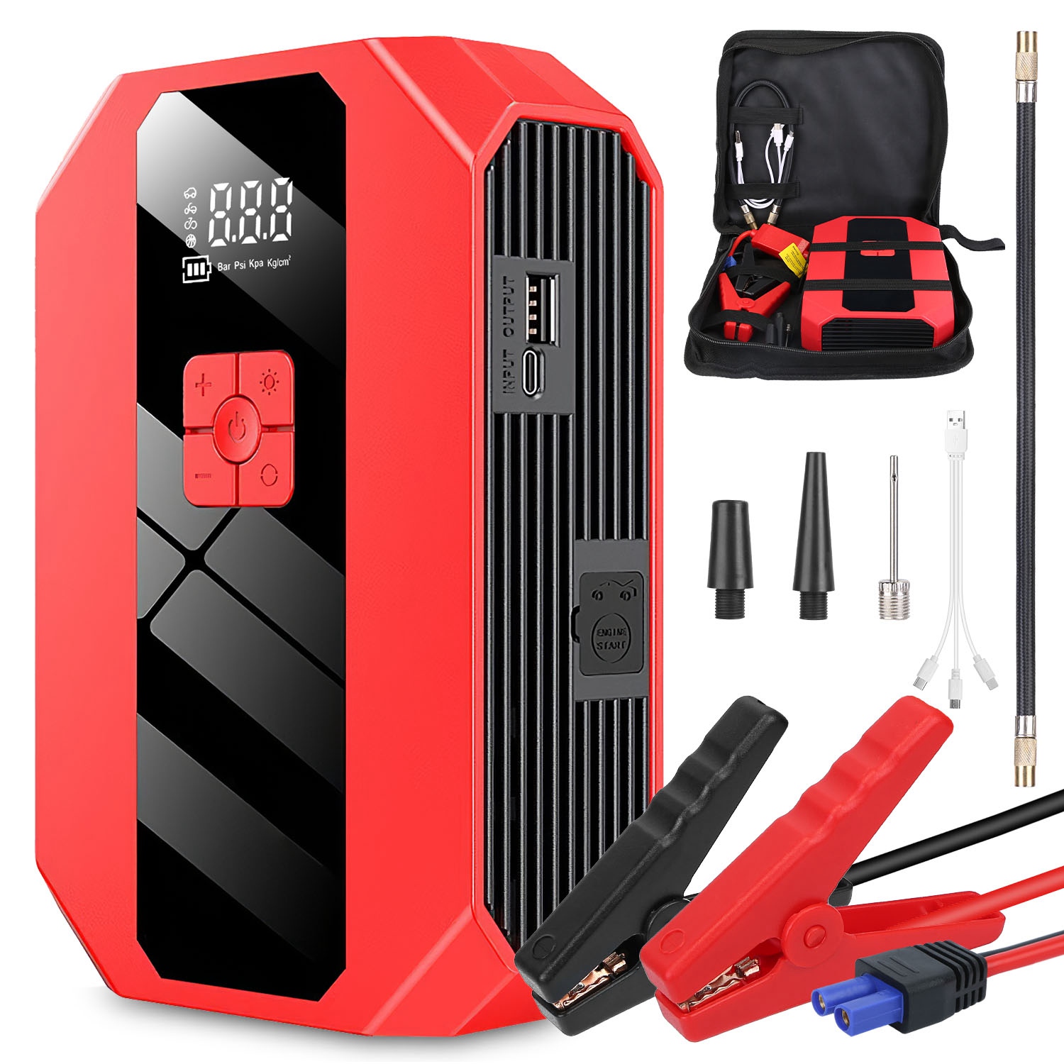Main product image of 1500A Portable Jump Starter, 400PSI Digital Tire Inflator, Power Bank