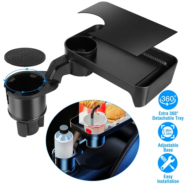 Main product image of Car Cup Holder Tray with 360° Rotating Bottle Holder Expander