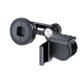 Product image of Car Mobile Phone Holder, Central Screen Mount, Magnetic & Clamp, Black Plastic