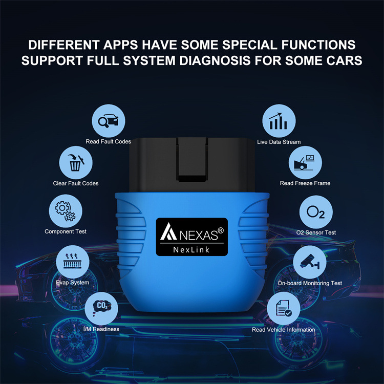 Main product image of NEXAS Bluetooth 50 OBD2 Diagnostic Scanner for iOS and Android