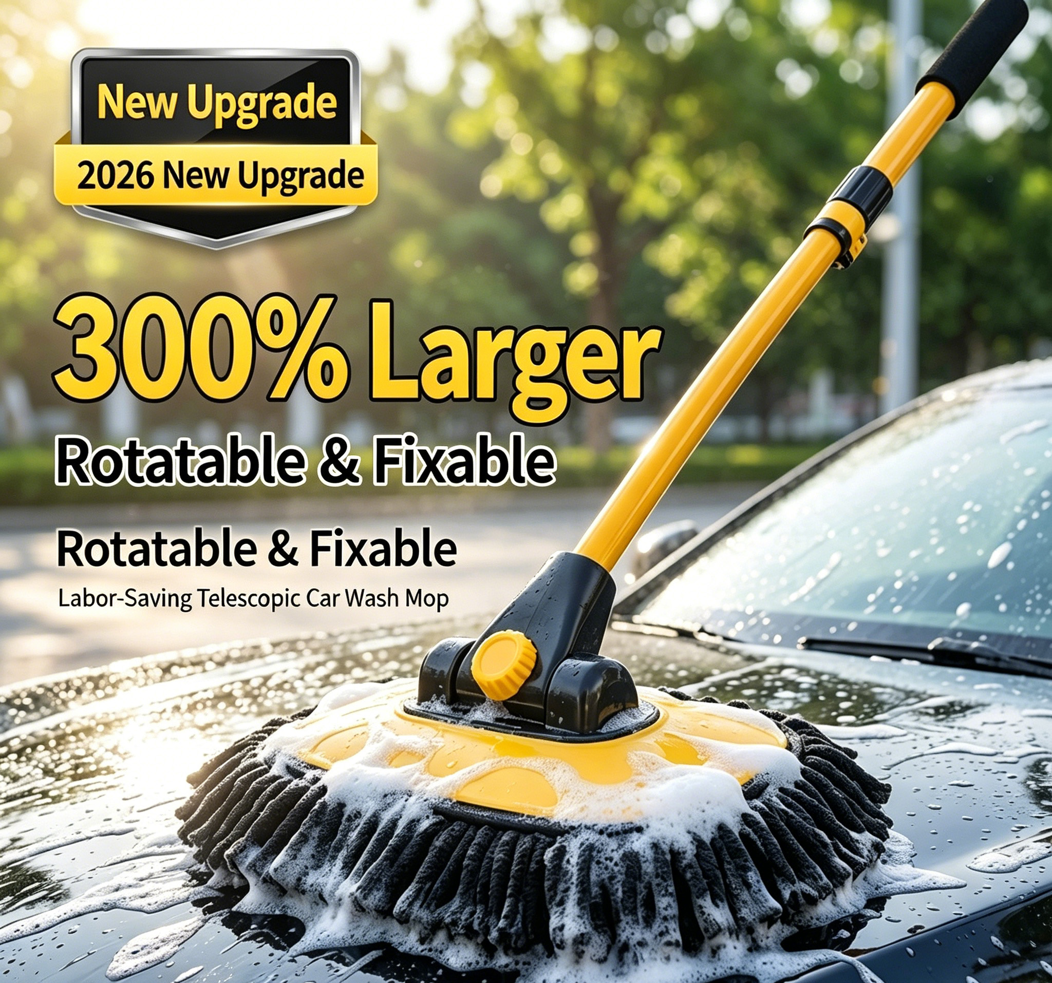 Main product image of 3-Section Telescopic Car Wash Mop with Chenille Head