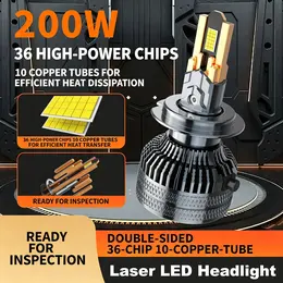 Product image of LED Headlight Bulb, 200W, H4 H7, 10 Copper Tubes, 36 Chip, Plug And Play