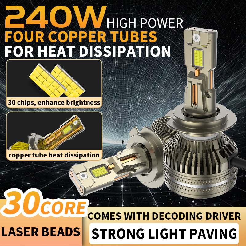 Main product image of 4 Copper-Tube Automotive LED Headlights, H11, H7, H4