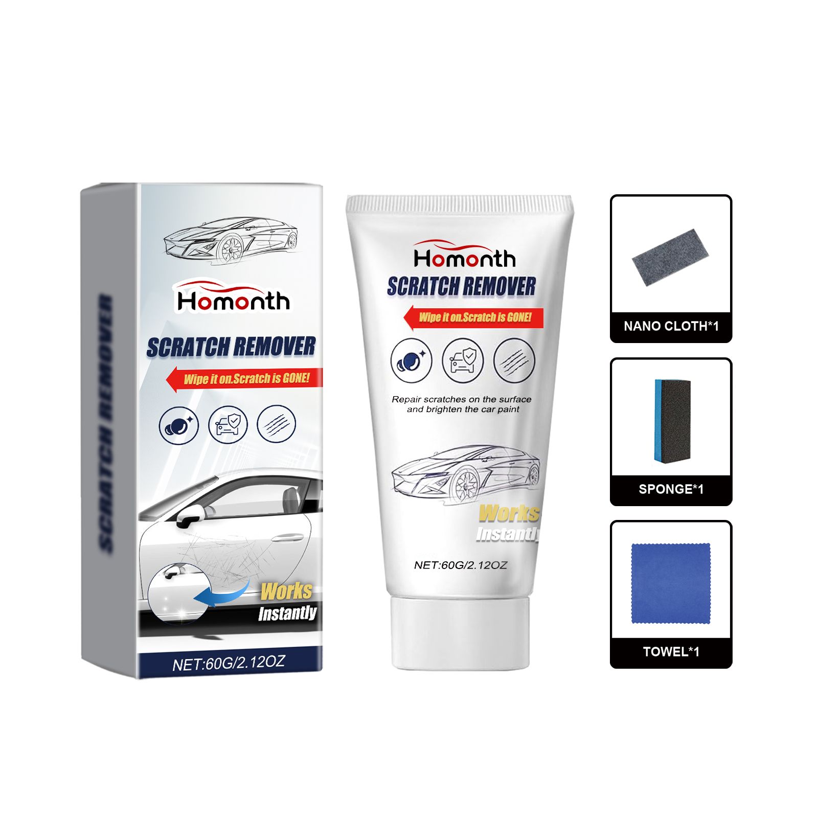Main product image of HOMONTH Automotive Paint Scratch Repair Cloth Kit, 60 g