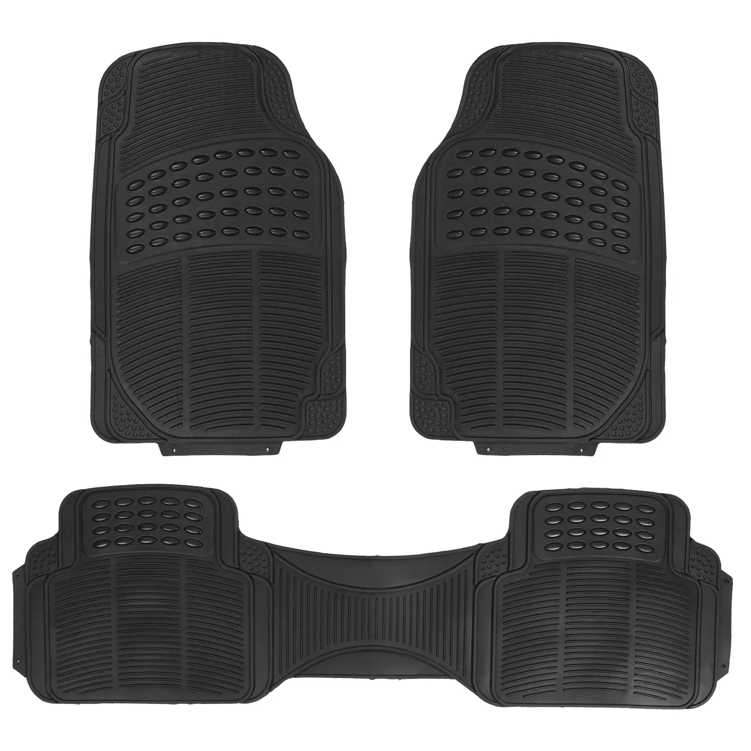 Main product image of 3-Piece PVC Rubber Automotive Floor Mat Set, Front & Rear, Trimmable