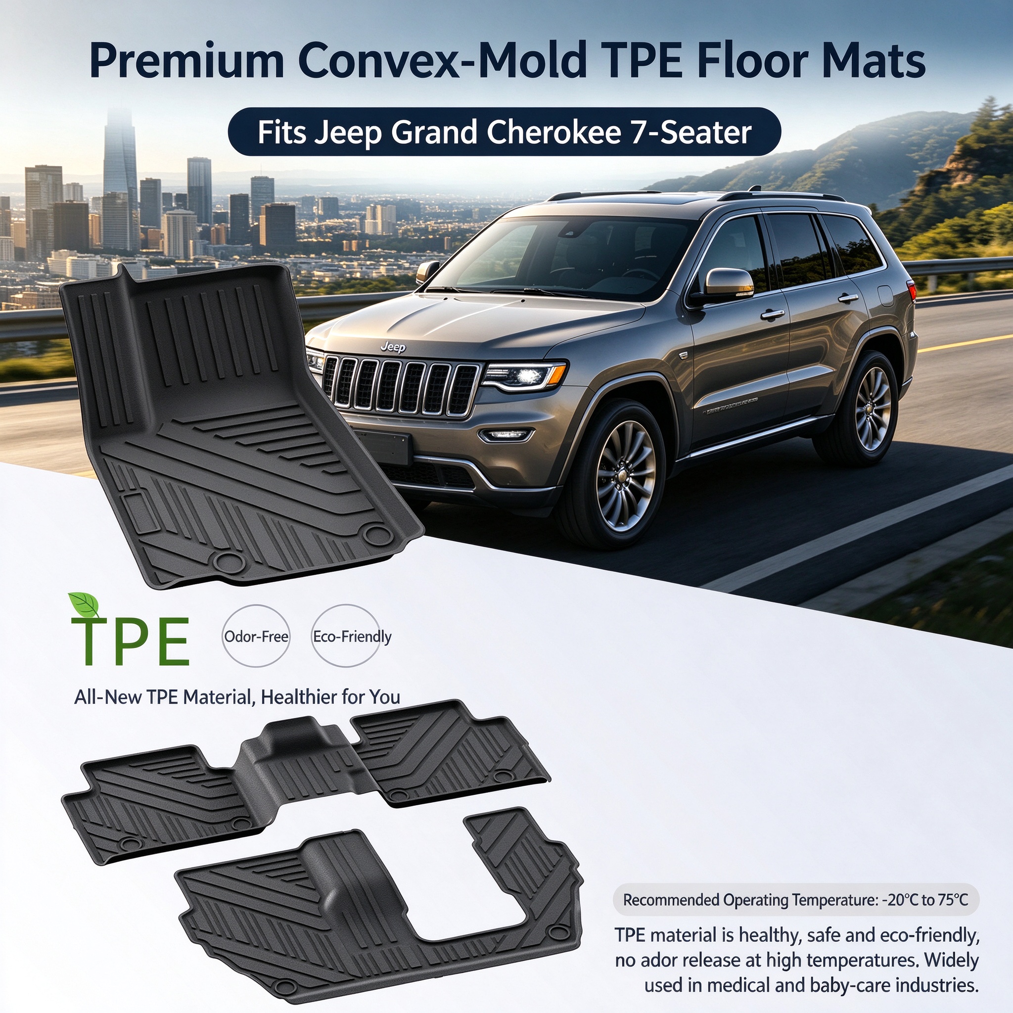 Main product image of TPE Car Floor Mats for Grand Cherokee L 2021-2026