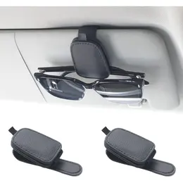 Product image of Magnetic Leather Sunglasses Holder, 2-Pack, Black Car Visor Clip