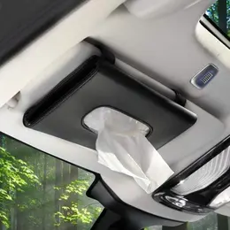Product image of Black PU Leather Car Tissue Holder for Sun Visor